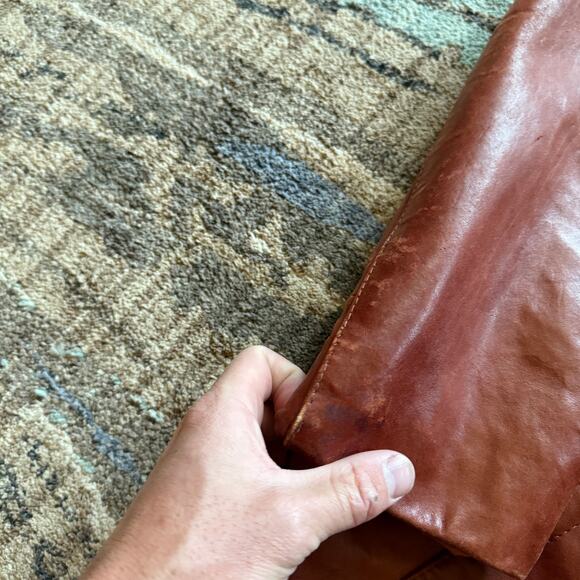 Men's Vintage 70's Remy Leather Cognac Brown City Jacket Coat Sz 44 Long Large - Picture 7 of 12